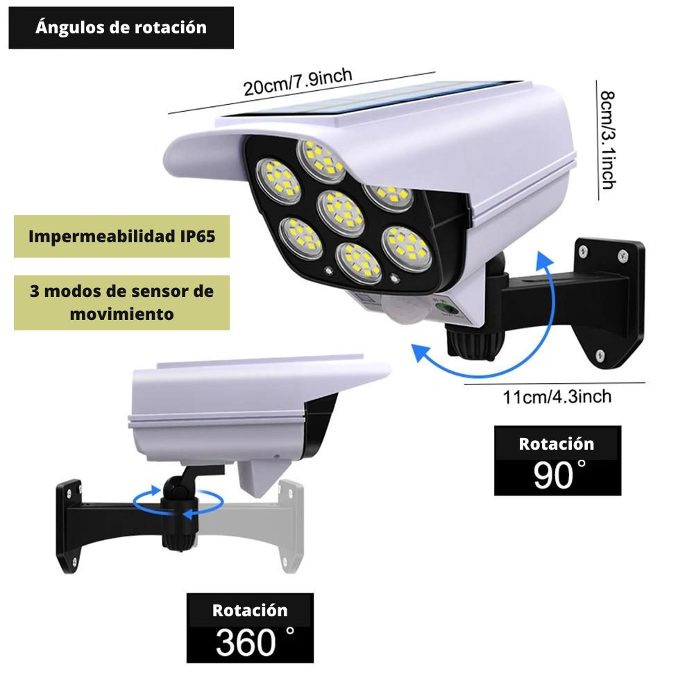 Othmro Cámara de seguridad falsa Cámara falsa de plástico CCTV Sistema de  vigilancia con energía solar para el hogar al aire libre interior protege